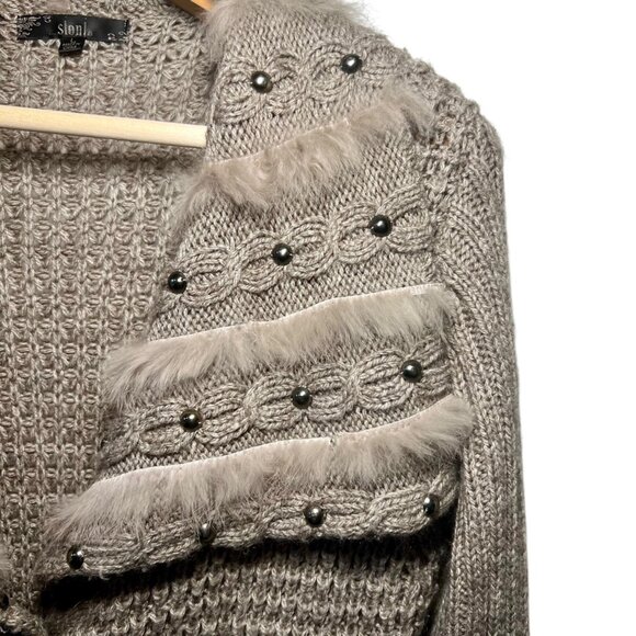 Sloni Brown Indie Chunky Knit Sweater Whimsigoth Granola Knit Fur Waffle Large - Picture 2 of 16